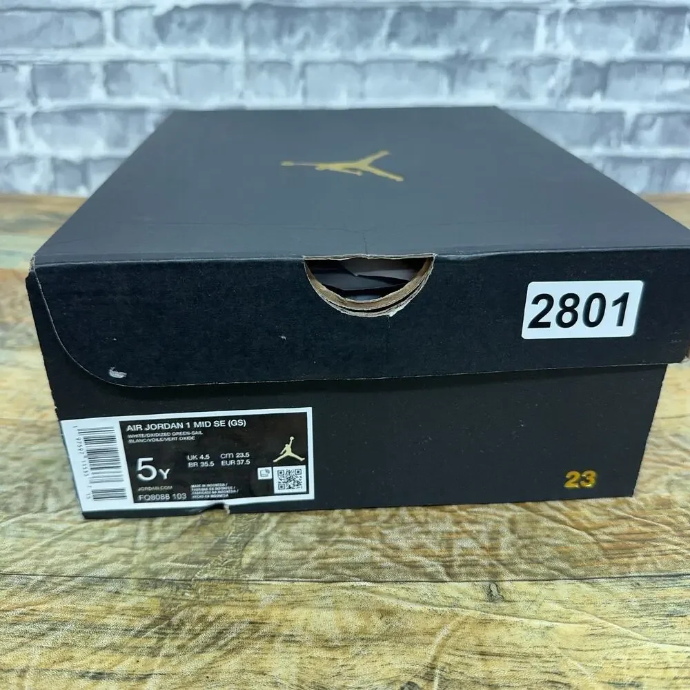 Nike Air Jordan 1 Mid SE Oxidized Green White Sail FQ8088-103 GS Sz 5Y / Wmn 6.5
